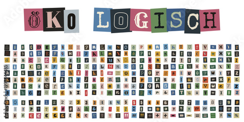 Erpresserbrief Alphabet Set, Ransom Note Buchstaben, DIY Basteln und Upcycling Design