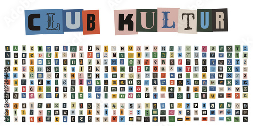 Bunte Buchstaben im Erpresserbrief Stil fuer DIY Punk Zines und Club Kultur Poster Design