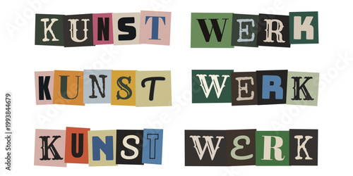 Kunstwerk Schriftzug im Zine-Stil als bunte Buchstaben-Collage für kreative DIY-Projekte