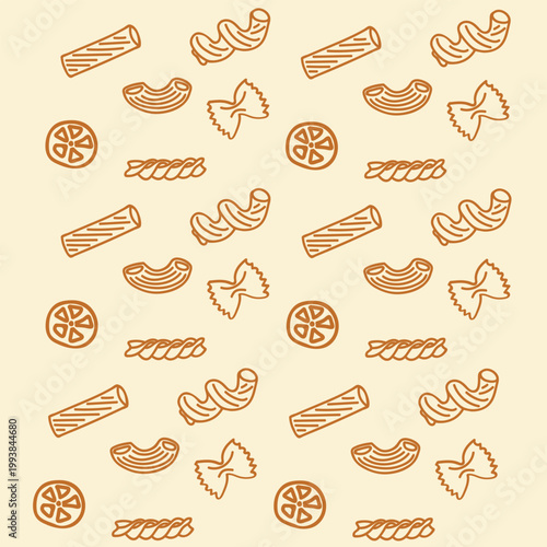 Monochrome macaroni doodle pattern