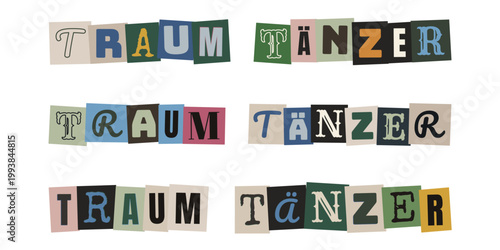 Traumtänzer Wort als bunte Collage aus Buchstaben für kreative Visionäre und Träumer