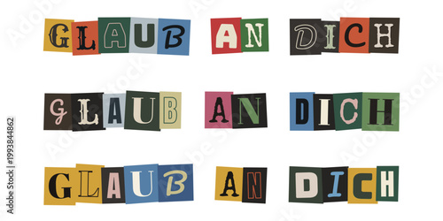 Glaub an dich Affirmation im Collagen-Stil für Neurodivergenz und Psychotherapie