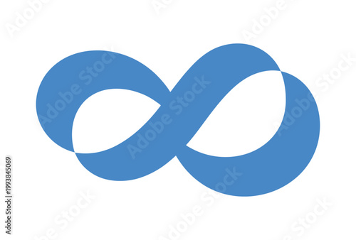 A blue infinity symbol on a white background representing eternity and limitless possibilities