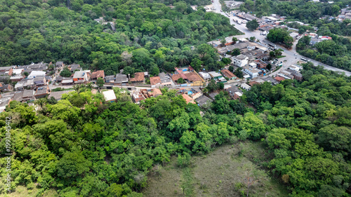 Картината върху платно Houses in Fercal, working-class town dependent on the cement industry, which relies on the extraction and processing of limestone from mines at Cafuringa Environmental Protection Area