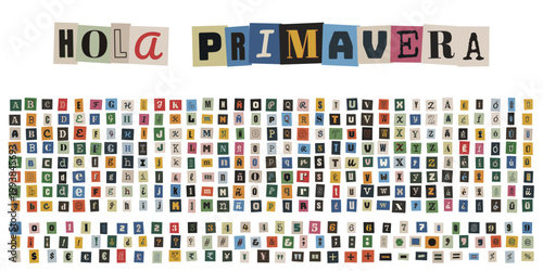 Alfabeto de recortes de revista estilo nota de rescate para collage creativo