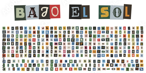 Alfabeto de recortes estilo nota de rescate para diseño de carteles de protesta y arte urbano