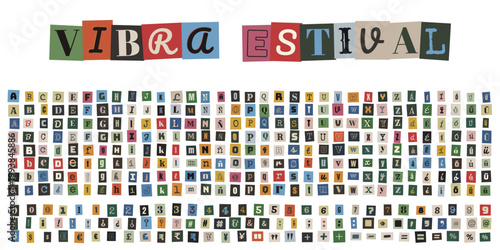 Letras recortadas de revistas estilo collage para carteles de vibra estival y diseño creativo
