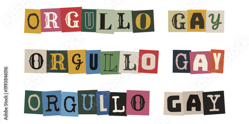 Frase orgullo gay en letras recortadas estilo nota de rescate anonima