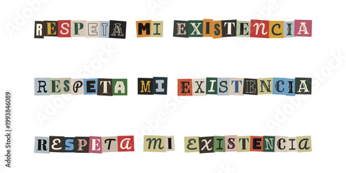 Frase respeta mi existencia en estilo nota de rescate para activismo trans y lgbt