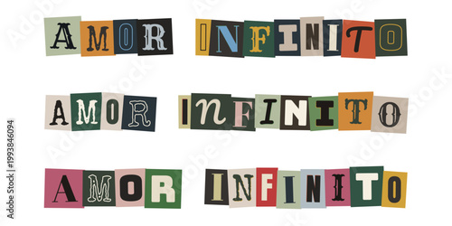 Frase amor infinito estilo nota de rescate anonima collage vintage