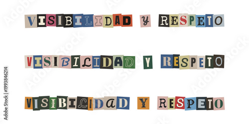 Frase visibilidad y respeto en letras de recortes para derechos lgbtq y diversidad de genero