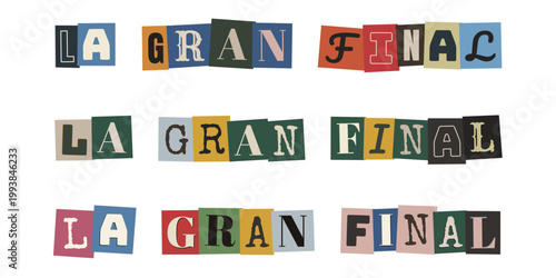 Texto La Gran Final en estilo de nota de rescate con letras recortadas para eventos deportivos