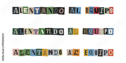 Frase alentando al equipo en estilo de nota de rescate anonima para motivacion