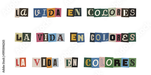 Frase la vida en colores estilo collage vintage para terapia artistica y bienestar emocional