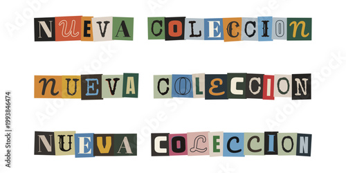 Frase Nueva Coleccion en Estilo de Nota de Rescate Recortada de Revista