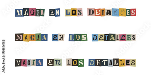 Frase Magia en los Detalles en Estilo de Nota de Rescate para Diseno Creativo