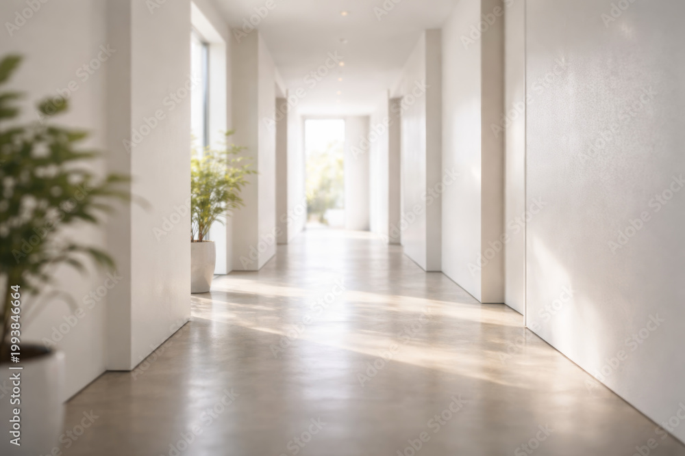 Fototapeta premium Bright and modern hallway with plants in stylish pots