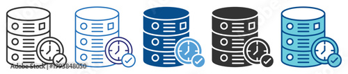 Real time database icon set in multiple style