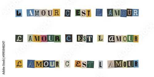 Message inclusif l'amour c'est l'amour style collage vintage pour la fierté LGBTQ et égalité