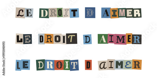 Slogan le droit d'aimer en lettres découpées pour activisme LGBTQ et droits humains