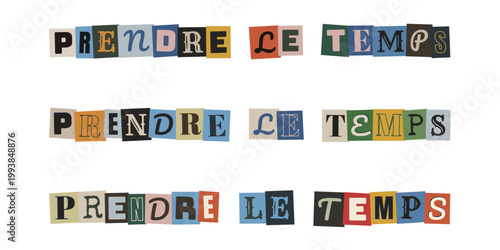 Message de motivation prendre le temps style collage pour slow living et bien-etre mental