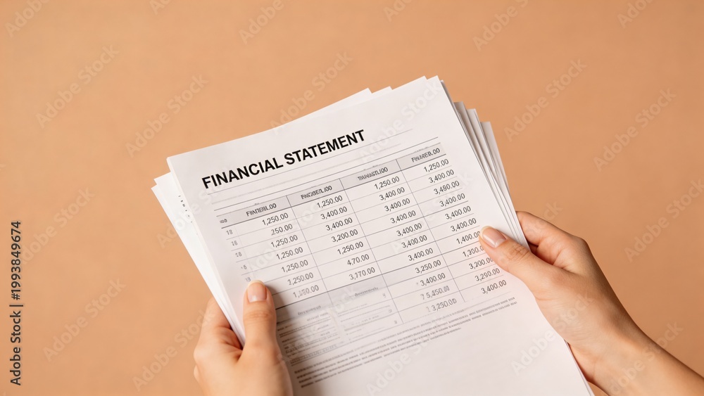 Obraz premium A person holding a stack of financial statement documents, likely reviewing their financial situation, planning for the future, or making important decisions about their money, loan, or mortgage.