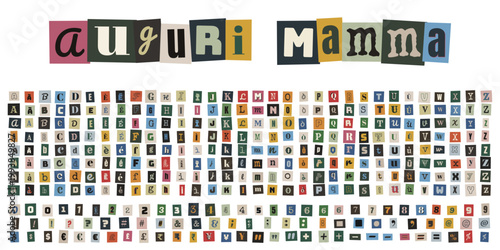 Lettere ritagliate da giornale per biglietto auguri mamma stile anonimo riscatto