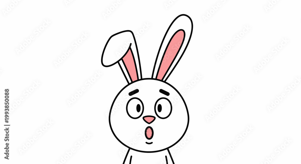Obraz premium Surprised cartoon rabbit face expression.