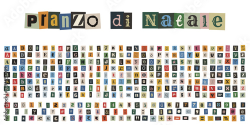 Lettere ritagliate stile riscatto per invito pranzo di Natale creativo