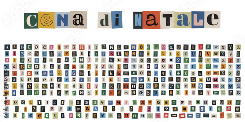 Lettere ritagliate da giornale per invito cena di natale aziendale creativa