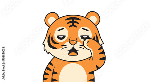 Cartoon tiger with hand on face.