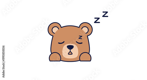 Cute Brown Bear Sleeping Face.