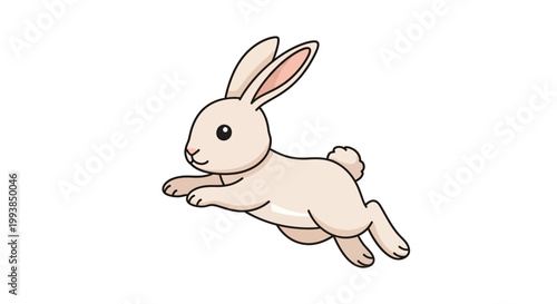 Cute Cartoon Rabbit in Motion Running.