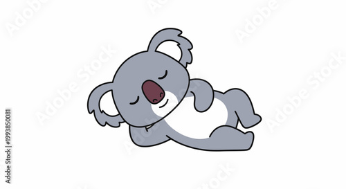 Sleeping Koala Cartoon Character Closeup.