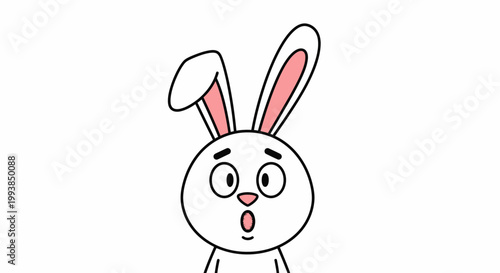 Surprised cartoon rabbit face expression.