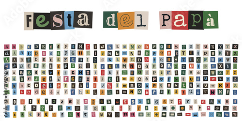 Lettere ritagliate stile riscatto per biglietto auguri Festa del Papà fai da te