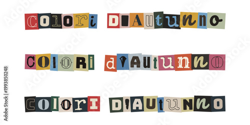 Scritta Colori di Autunno in stile collage di ritagli di giornale vintage