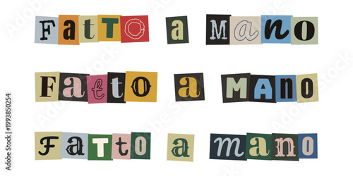 Scritta Fatto a Mano in stile lettera di riscatto anonima per artigianato creativo