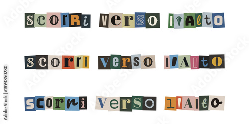 Scorri verso l'alto scritta stile riscatto anonimo per social media marketing