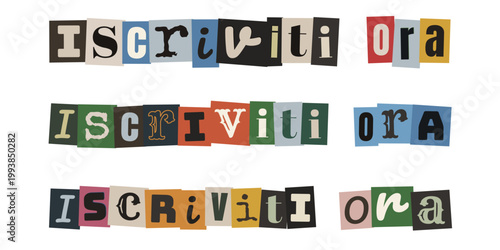 Iscriviti ora testo stile lettera di riscatto per marketing creativo e guerrilla digitale