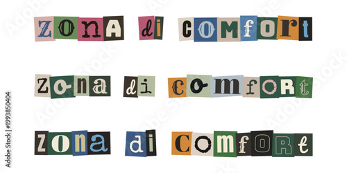 Zona di comfort scritta con lettere ritagliate da giornali, concetto di psicologia e benessere mentale