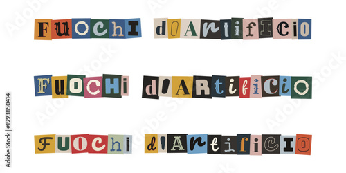 Scritta Fuochi d Artificio in stile lettera di riscatto anonima per eventi e feste