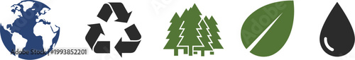 Ecology icons symbolize sustainable practices for protecting our natural.