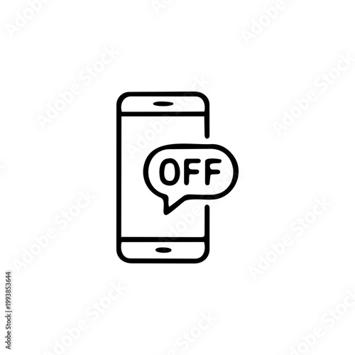 Digital detox vector icon of a smartphone displaying an off badge for mental health screen time management and focus improvement