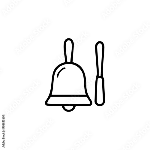 Mindfulness service vector icon of a hand bell with a striker representing meditation sessions hotel hospitality and reception notification