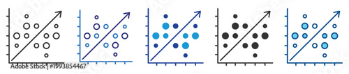 Data trend analysis icon set in multiple style