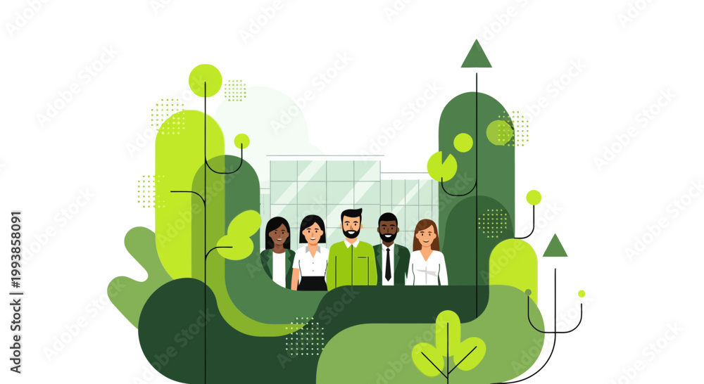 Fototapeta premium Multicultural Corporate Team Portrait in Eco Friendly Green Setting