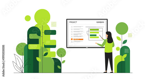 Project Management Tracking Kanban Board Illustration