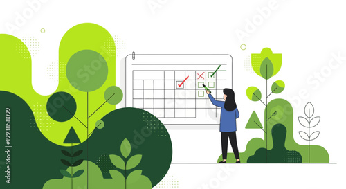 Business Woman Managing Task Schedule and Time Planning