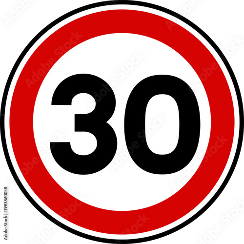 Speed limit sign of 30 kmh, Circle speed limit 30 sign vector